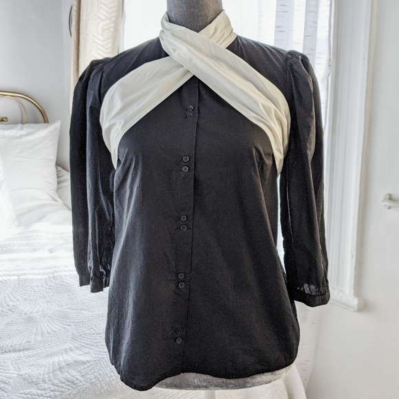 COS multi way cotton pussy bow shirt blouse - Picture 8 of 12